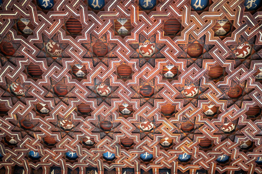 Intricate Woodwork in on the Ceiling the Monastery San Juan of los Reyes in Toledo Spain