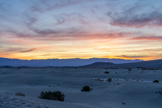 Expanse of Dunes in Death Valley as the Sun Rises in Death Valley National Park California