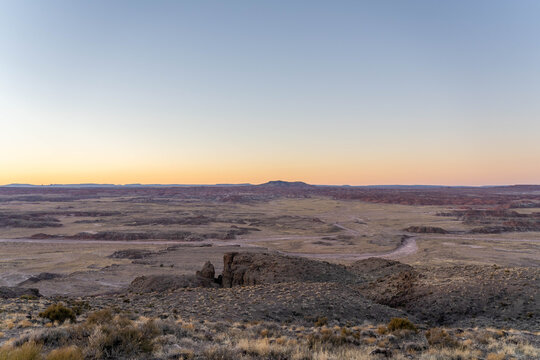 An Expanse of the Painted Desert in the Petrified Forest National Park Arizona at Dusk