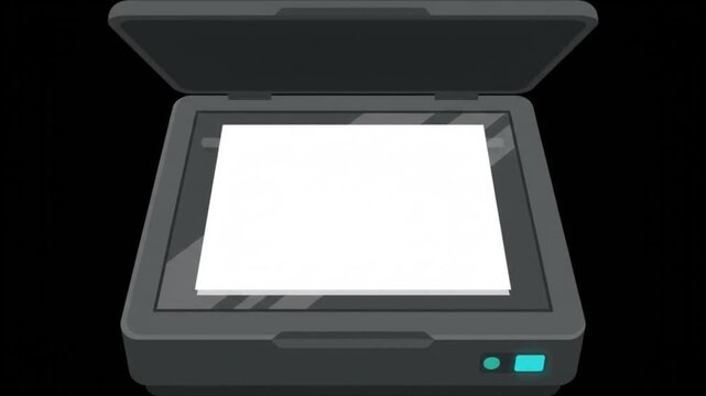 Flat design scanner feeding document into device for office document