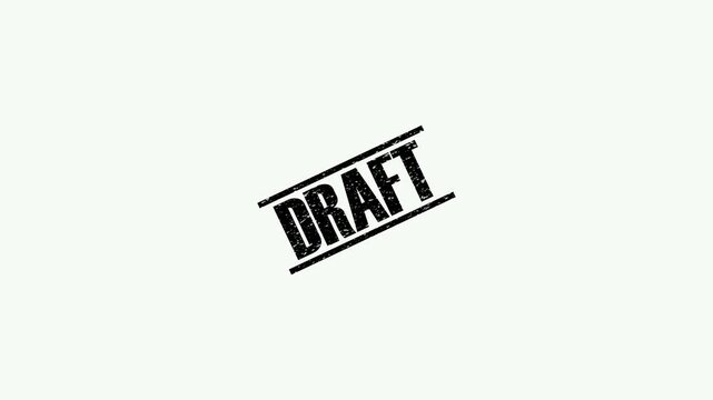 Black distressed stamp with the word DRAFT in uppercase letters on a light background