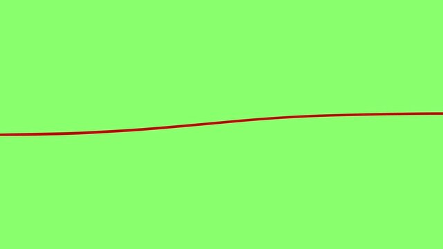 Red line pulses gently on vivid green background. Simple, clean design captures attention instantly. Perfect for digital or print media projects. Minimalist style enhances any visual composition