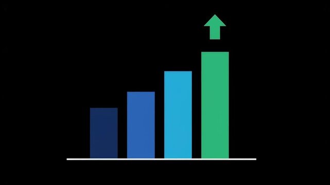 Modern bar chart animation showing growth comparison on dark