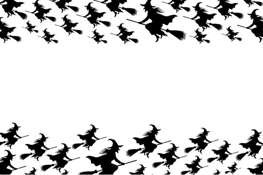 witch silhouette border spooky figure frame