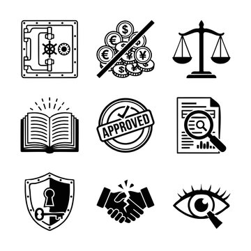 Set of business and security concept icons and graphics for commercial design projects