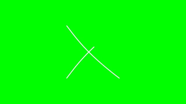Animated hand drawn cross mark correction annotation element on green screen background. Clean doodle style motion graphic for tutorials, reviews, pre.
