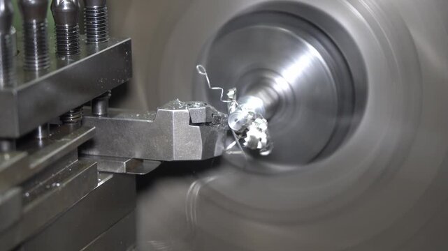 Video footage of a high precision rough cutting process on a lathe machine