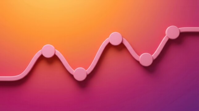 Abstract digital growth graph featuring smooth lines and circular markers on a vibrant gradient background.