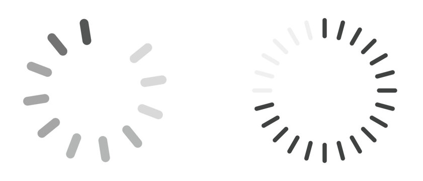 Circular loading indicator icon set. Signifying a process in progress or waiting period. UI progress spinner and buffering indicator symbols. Vector illustration