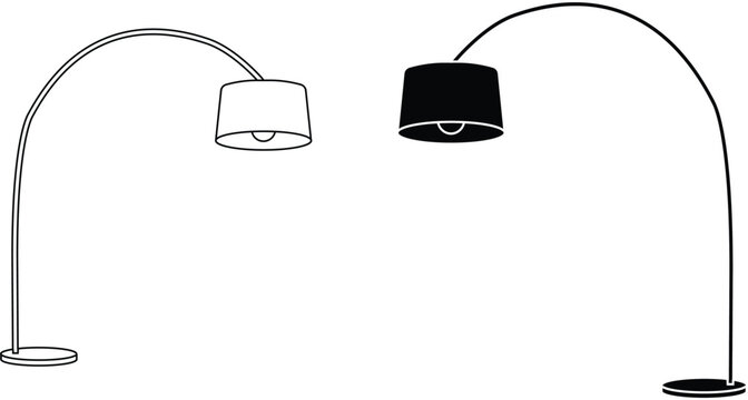 Modern arched floor lamp silhouettes