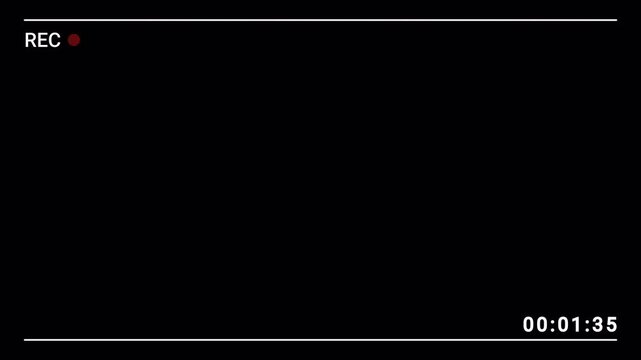 Old camcorder recording screen overlay animation on a transparent background animation. 4k video