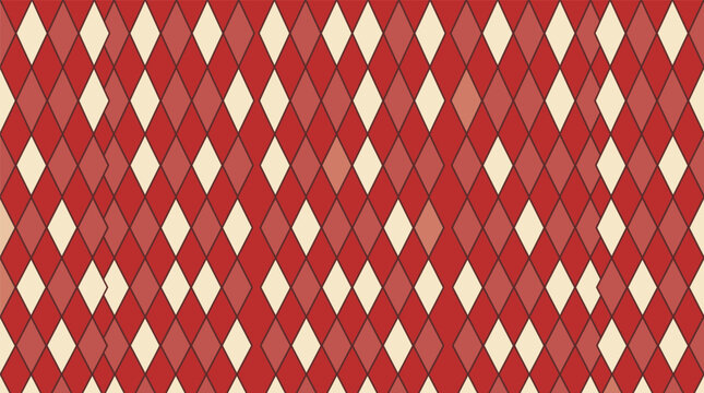 Red and cream argyle pattern seamless repeat vector illustration