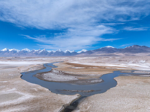Xinjiang Shiba Luohan peak snow mountain river landscape
