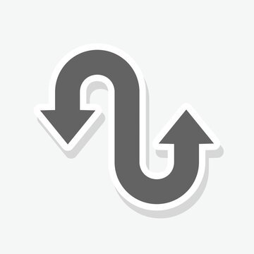 Double reverse arrow icon sticker isolated on gray background