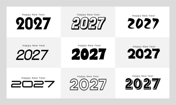 nine black typography logos for the year twenty twenty seven