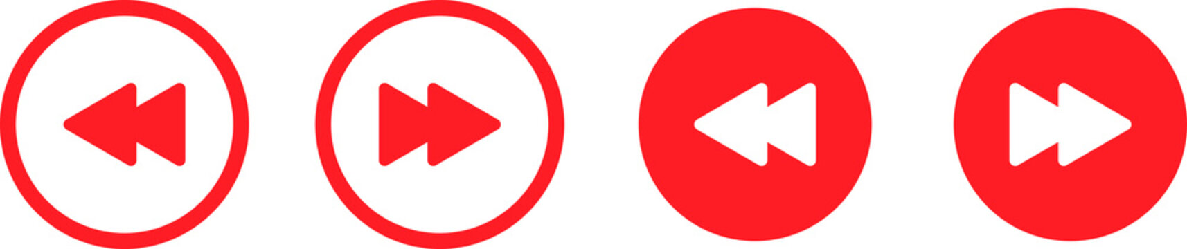 Detailed description of red media player control icons, featuring eject and menu symbols.