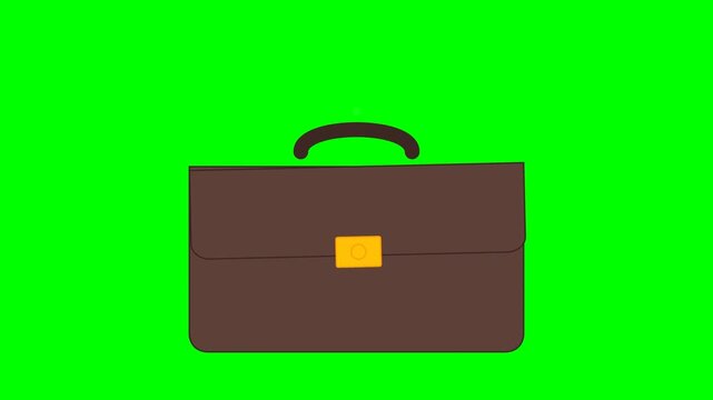 Briefcase animation with green screen background for business concept