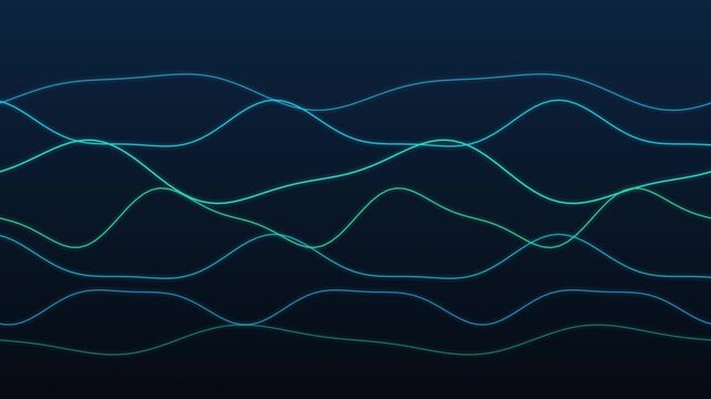 Flowing thin wave lines undulating in layered colors seamless loop