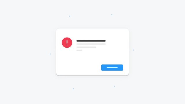 Realistic Error Message Notification &ndash; Premium UI Motion Graphic Animation on White Background