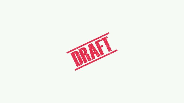 Red distressed stamp with the word DRAFT in uppercase letters on a light background