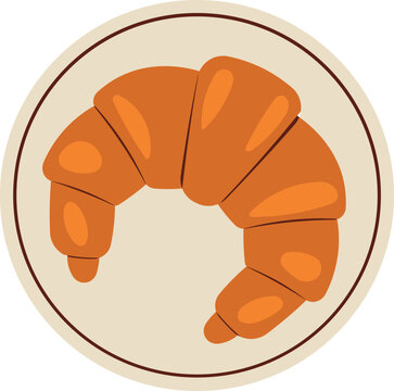 Flat Lay Breakfast Icon with Croissant