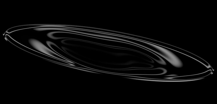 dark chrome glass disc, 3D silver ripple wave, monochrome liquid metal ring, abstract glass oval plate, white light reflections, sleek concentric water ripple, modern digital backdrop