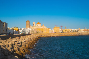 Beautiful view at day of the cathedral of Cadiz called cathedral de Santa Cruz © rastkobelic
