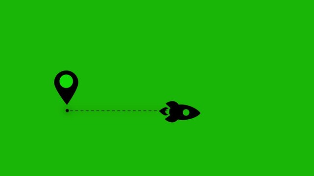 Route with plane icon animation . multiple destination on white background. animation of GPS map. point location with moving Plane line animation.