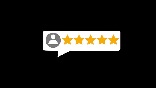 Customer satisfaction feedback survey concept on transparent background. An animated reviews with five star rating. E commerce,
