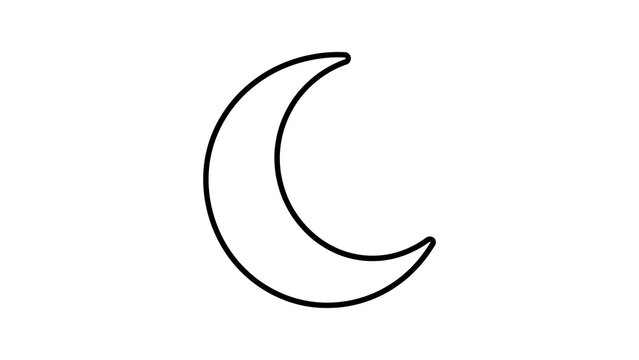 Crescent moon shape black outline icon for creative celestial night design.