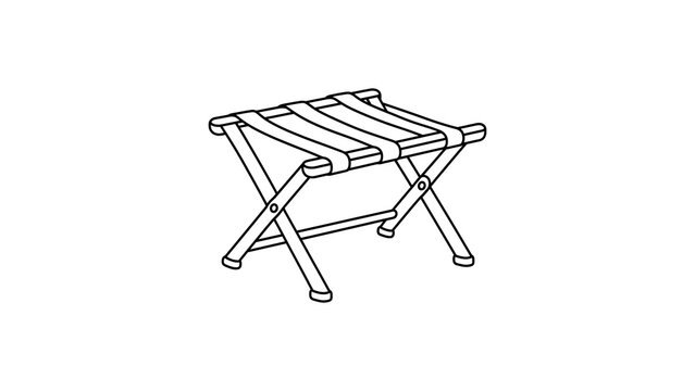 Foldable luggage rack with fabric straps for hotel room guest comfort.