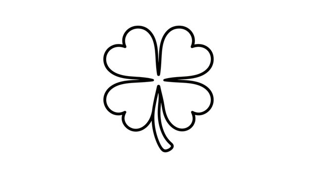 Four leaf clover outline icon black line art for lucky luck charm sign.