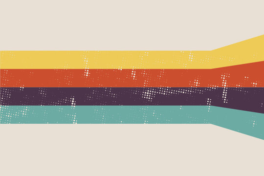 Retro 70s vintage stripe background with grunge texture