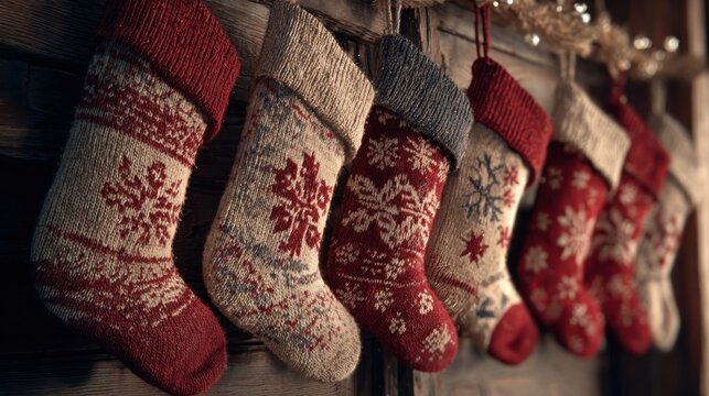 row of Christmas stockings hanging