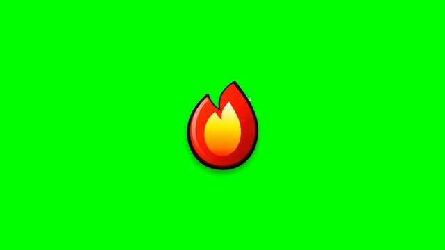 Clean and simple 4K 60fps 3D glowing fire reaction icon animation with smooth elastic bounce, gentle floating, organic flame pulsing, and floating spa.