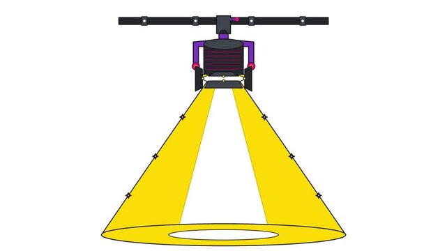 Animated Theatrical Spotlight Swinging on a Horizontal Truss
