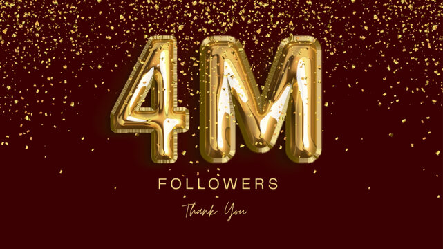 Thank you followers peoples, 4m online social group, happy banner celebrate, Vector illustration