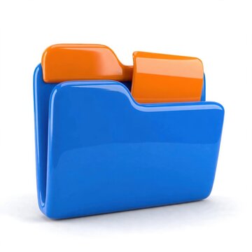 Blue folder icon with orange tabs open