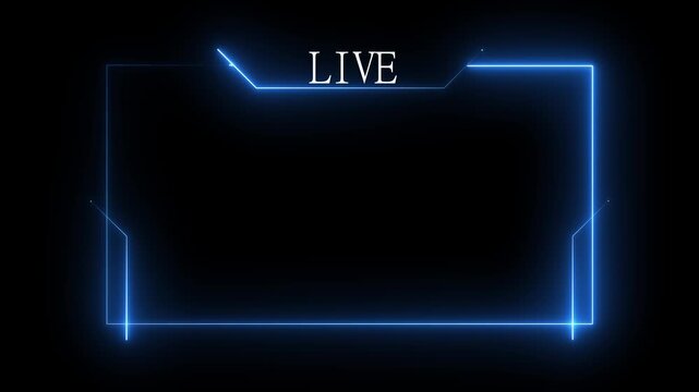 glowing blue neon frame live streaming game live Stream overlay animation for live streaming 4k motion video ,,,,