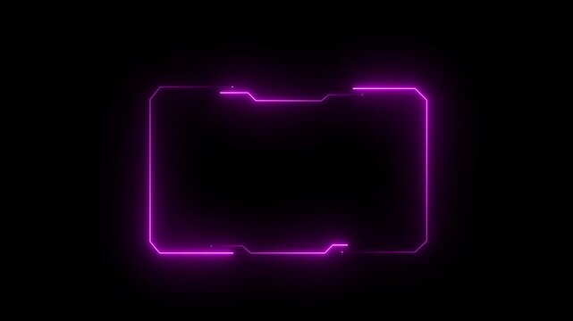 abstract purple neon Hud frames user interface elements design modern technology futuristic control panel screen digital hologram animation on black background. 4k video,,,