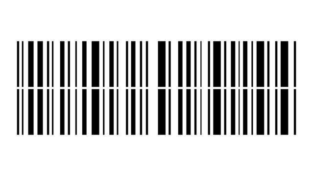 Black and white split barcode pattern on white background