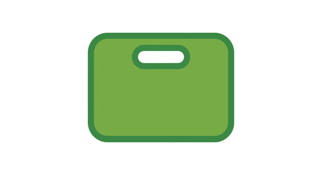 Green briefcase icon with rounded corners and a handle flat vector illustration