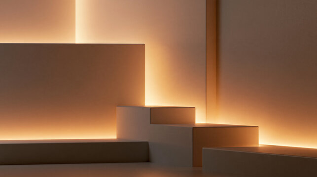 Minimalist Podium with Warm Lighting for Product Display