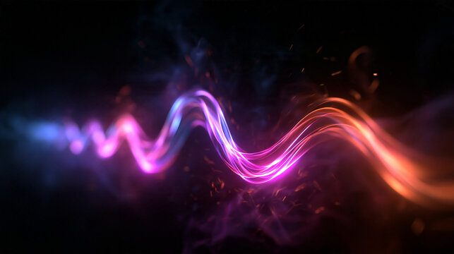 Glowing Abstract Sound Wave Flowing on Dark Background