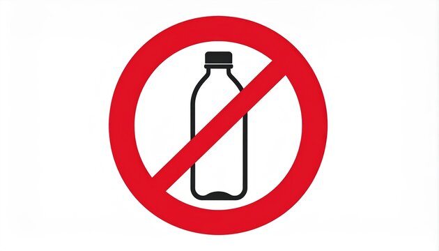 No bottle drinking symbol for safety and public signage
