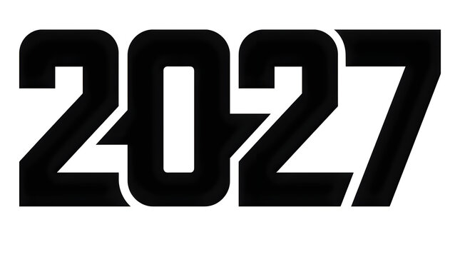Bold black graphic design of the year two thousand and twenty seven isolated on white
