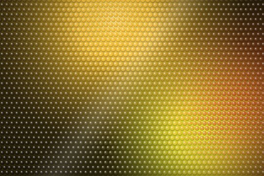 Abstract gold halftone dot pattern background, shiny yellow metallic texture for digital design