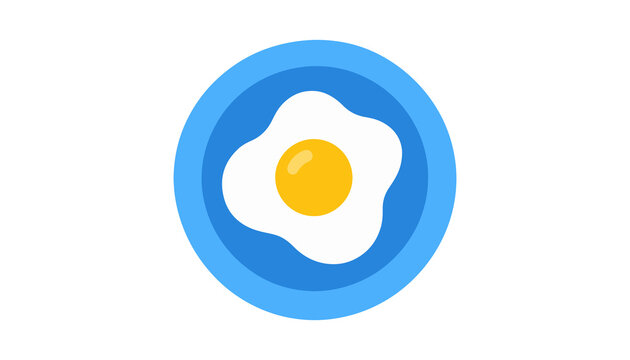 Fried egg icon isolated on transparent background, flat vector illustration of sunny side up egg