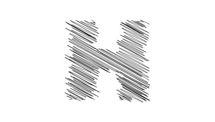 Letter H scribble sketch isolated on transparent background, hand drawn artistic typography cutout © MD