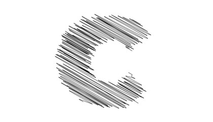Letter C handwritten sketch isolated on transparent background, artistic ink scribble typography cutout © MD